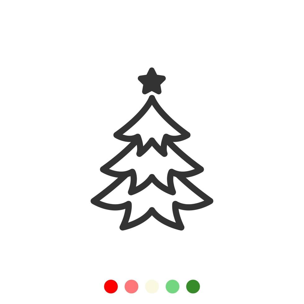 Christmas tree icon, Minimal pine tree icon, Vector and Illustration.