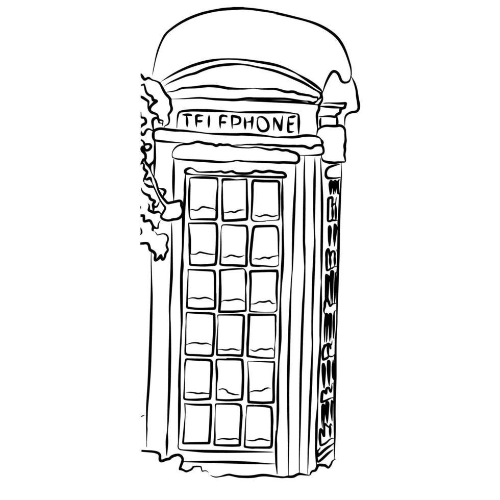 It's a beautiful phone booth picture in start of winter. vector