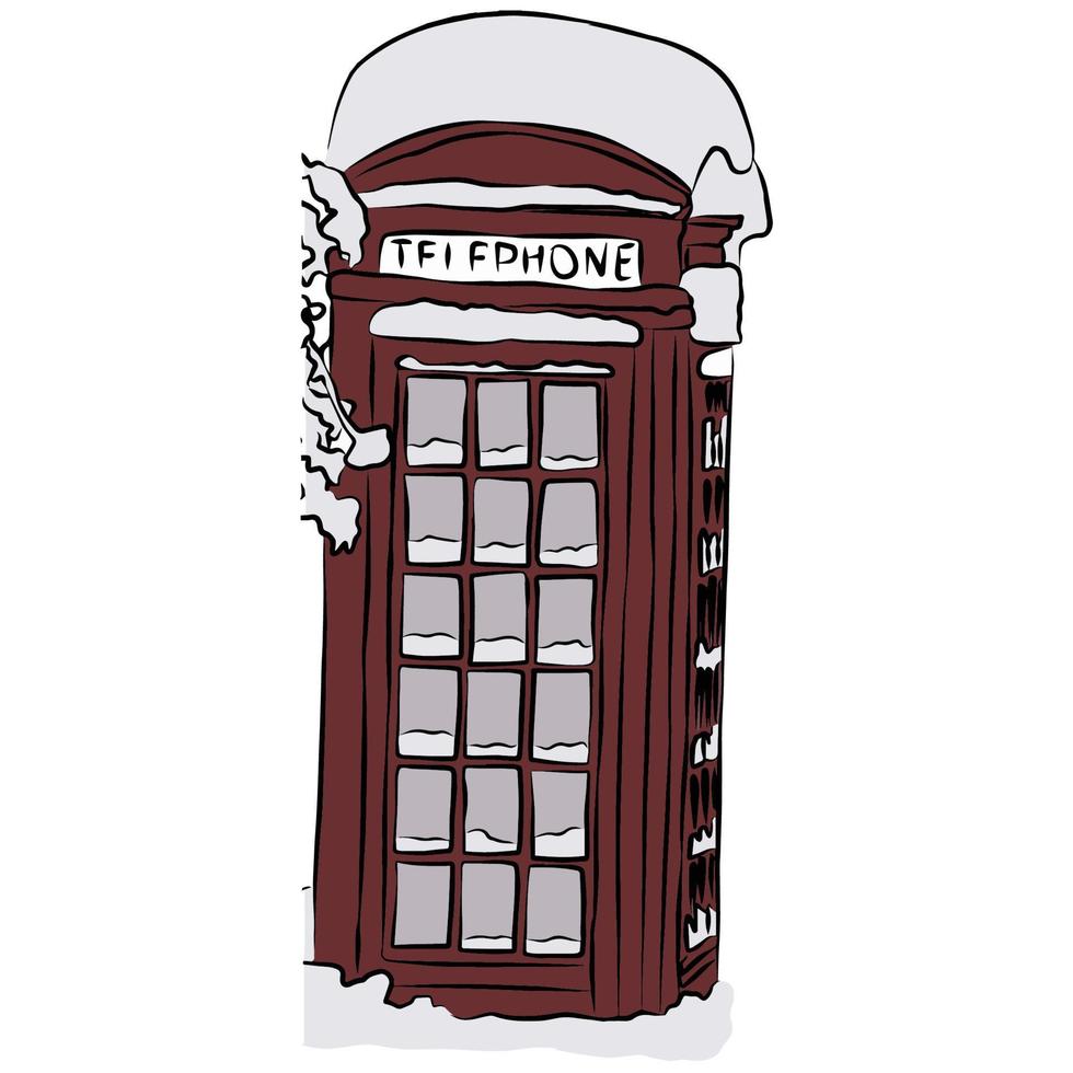 It's a beautiful phone booth picture in start of winter. vector