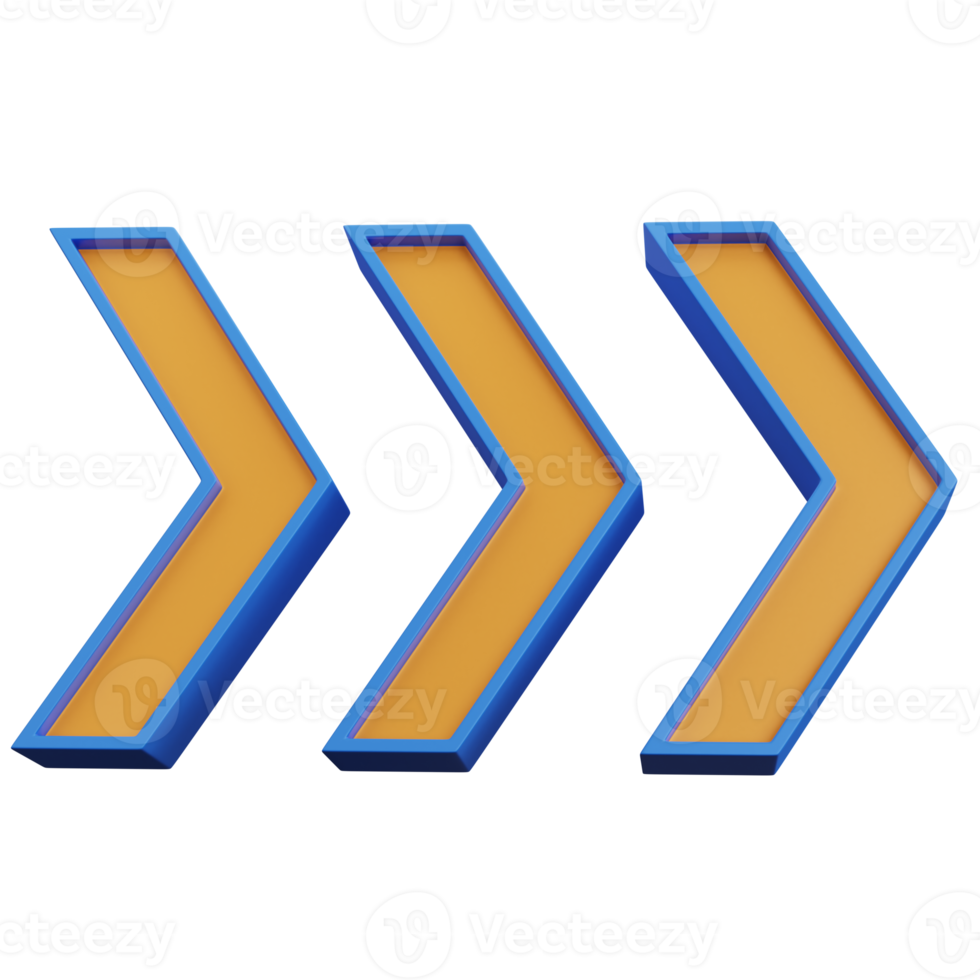 3d rendering three blue arrows isolated png