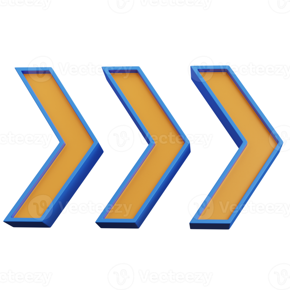 3d tolkning tre blå pilar isolerat png