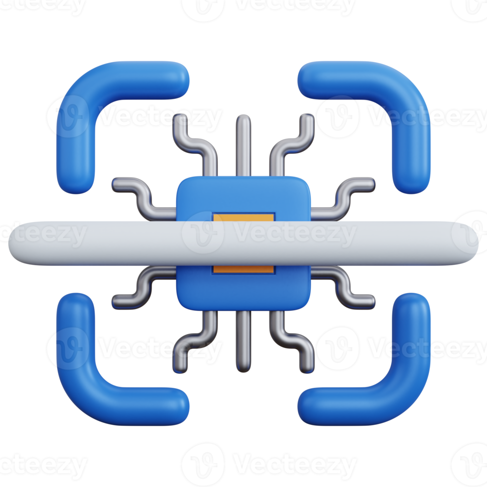 3D-Rendering-Scanner mit Blue Chip isoliert png