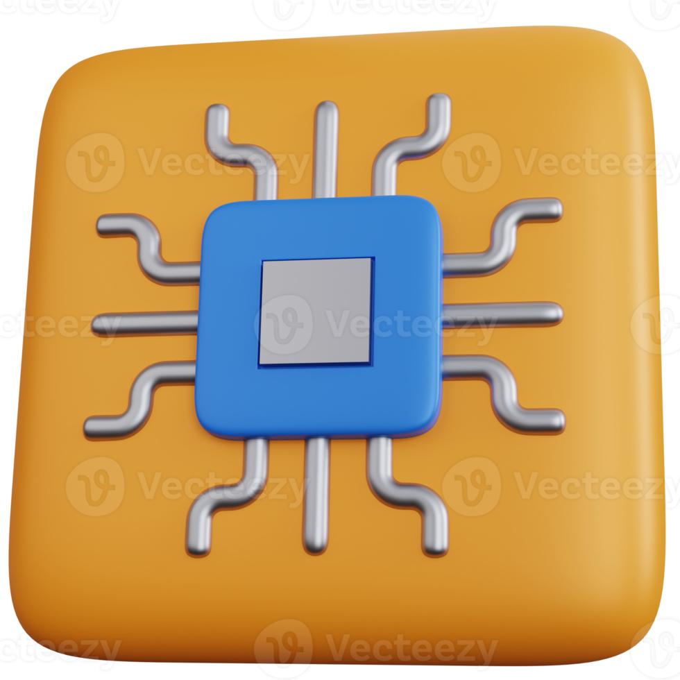 3d rendering icon chip isolated png