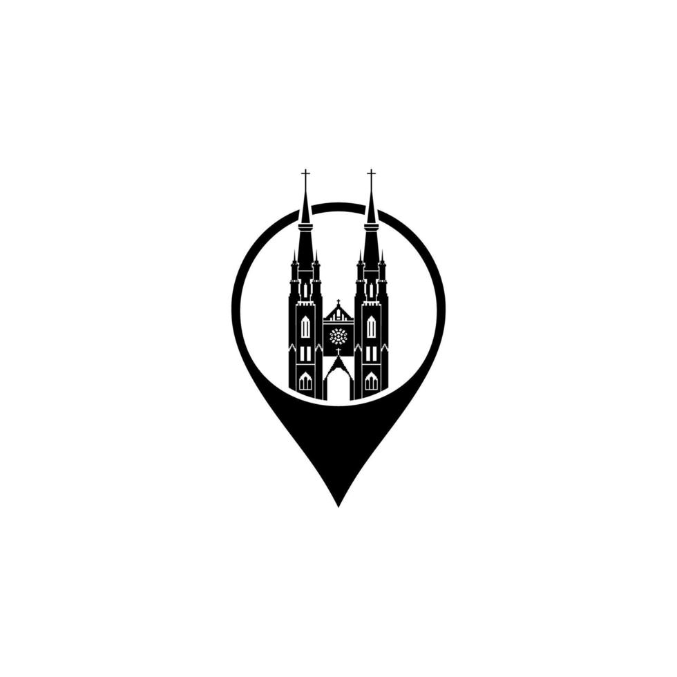 Cathedral Location Icon Symbol for Pictogram, Sign, Website, App or Graphic Design Element. Vector Illustration