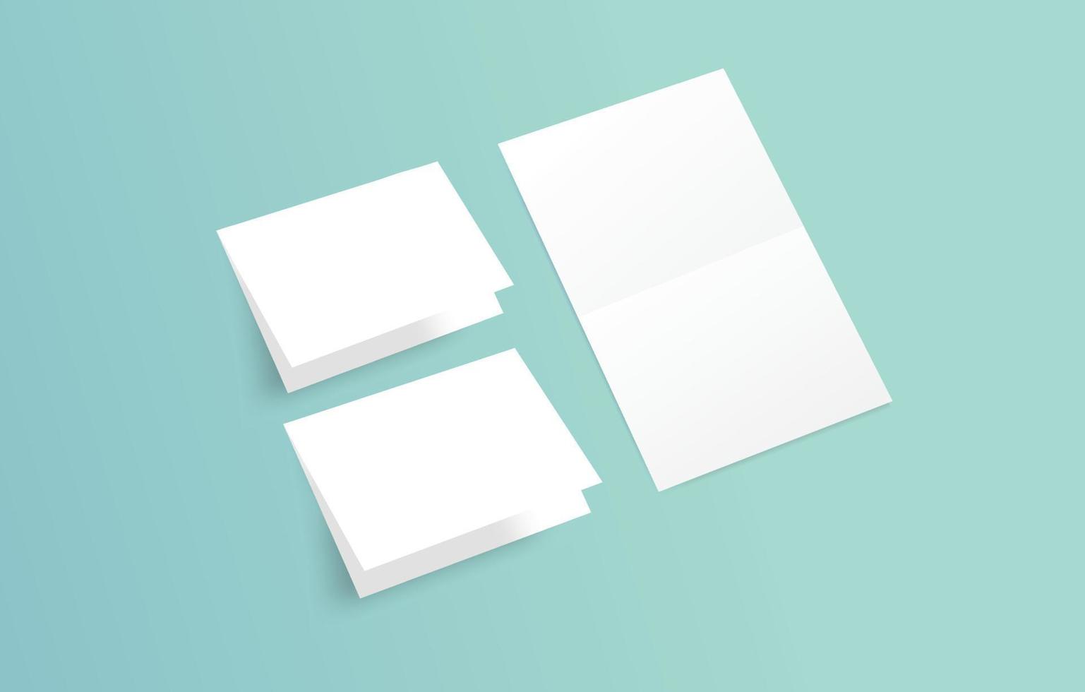 Blank Folding Paper Stationary Mockup Business Office Showcase Template vector