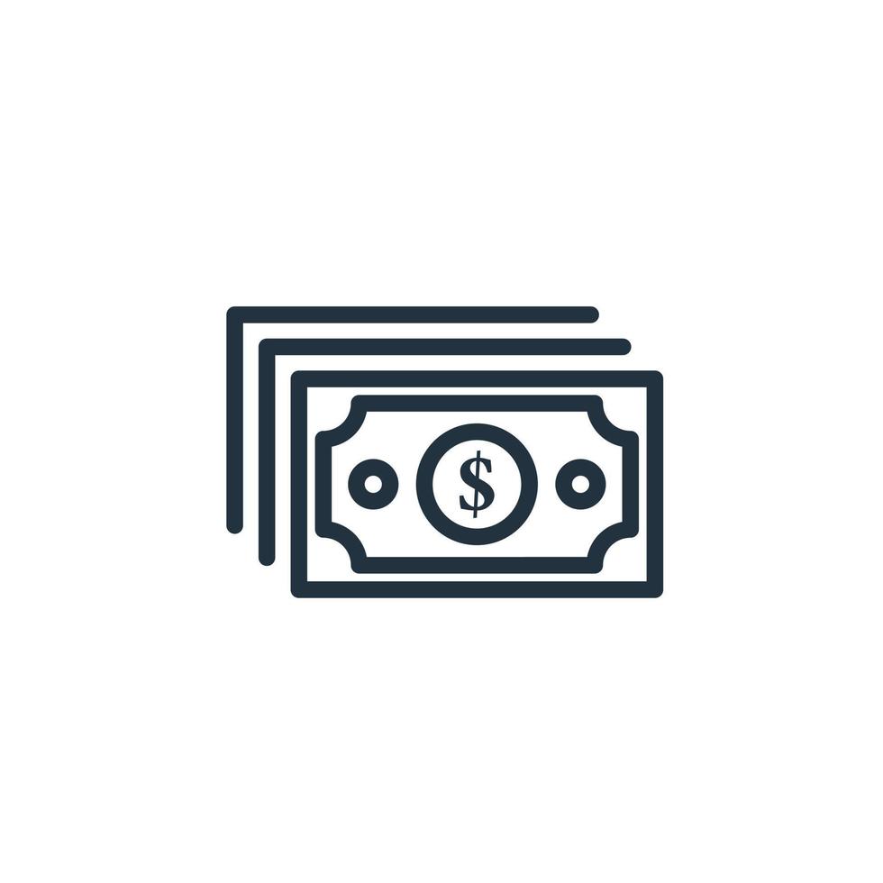 Money icon isolated on a white background. Banknote symbols for web and mobile apps. vector