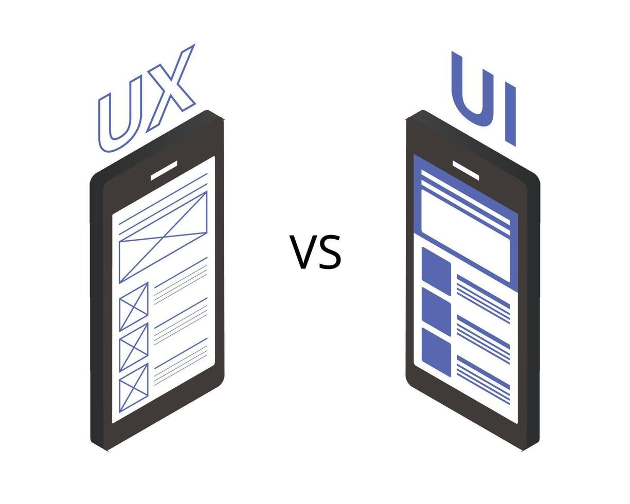 The Difference Between UX and UI Design vector