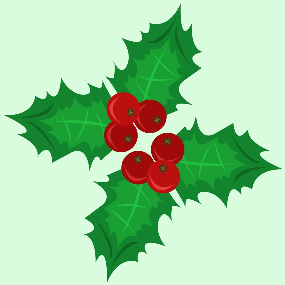 Ilustración de vector de bayas de acebo de navidad para diseño gráfico y elemento decorativo