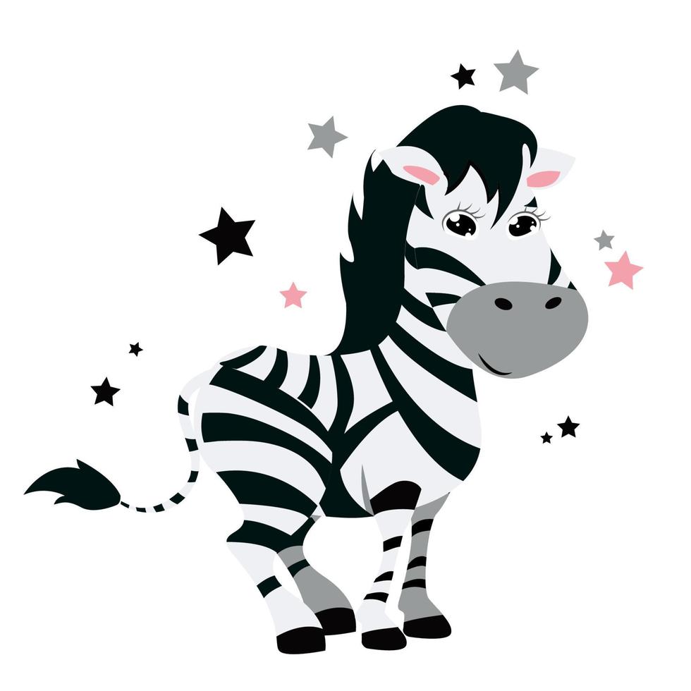 Cute cartoon zebra. Adorable girl zebra vector