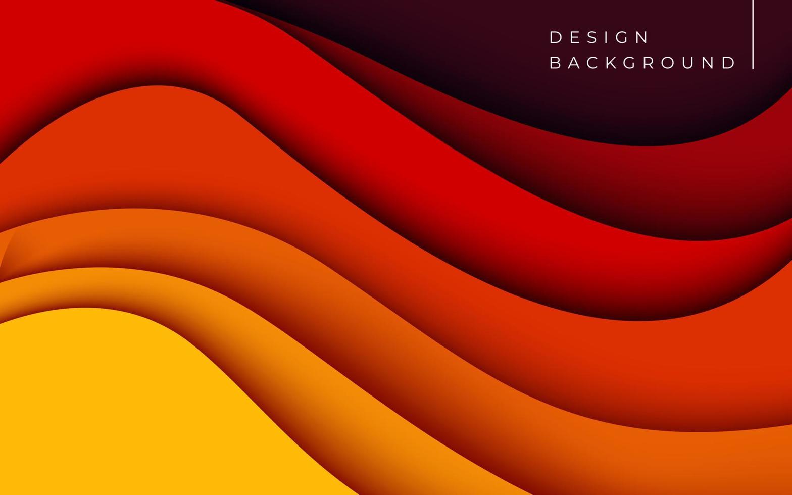 capas múltiples de textura de color rojo anaranjado capas de corte de papel 3d en banner de vector degradado. diseño de fondo de arte de corte de papel abstracto para plantilla de sitio web. concepto de mapa topográfico o corte de papel de origami suave