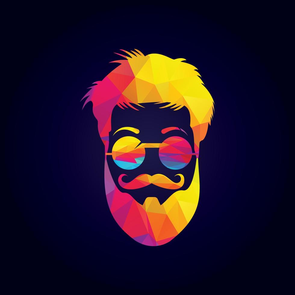 hombre con barba hipster barbería vector emblema. cara de hombre barbudo, personaje hipster.