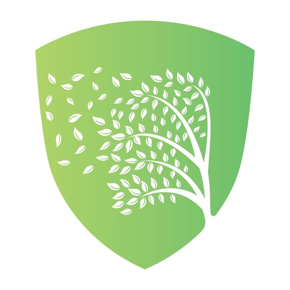 Tree logo design with leafs icon template elements company business. wind blowing through leafs. nature or environment issues or ecological concept vector