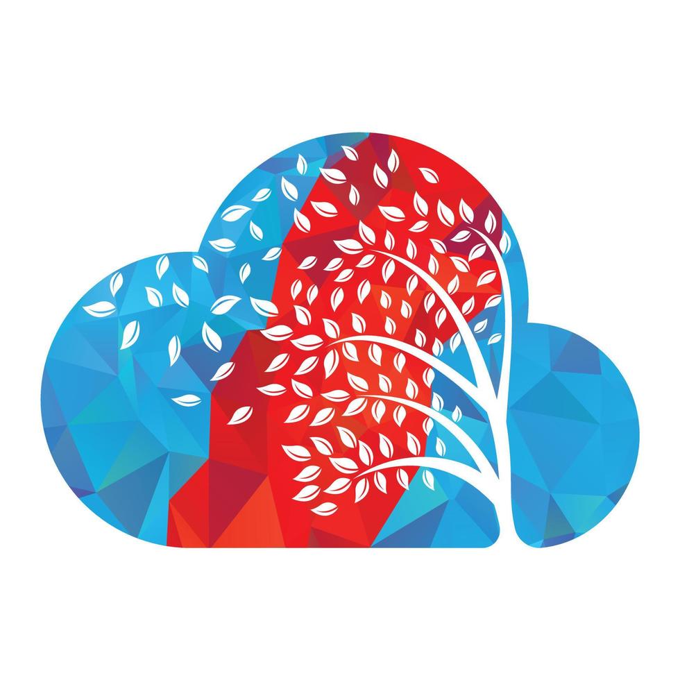 Cloud Tree logo design with leafs icon template elements company business. wind blowing through leafs. nature or environment issues or ecological concept vector