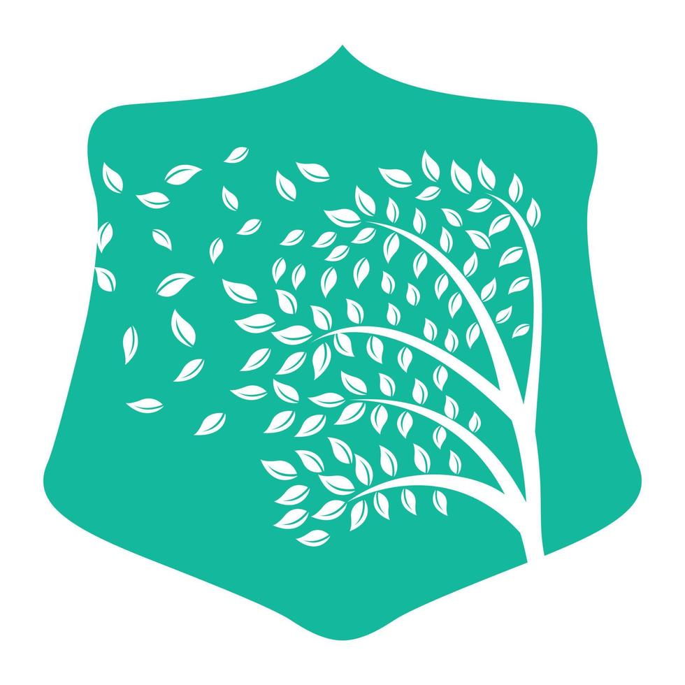 diseño de logotipo de árbol con elementos de plantilla de icono de hojas negocio de la empresa. viento que sopla a través de las hojas. cuestiones de naturaleza o medio ambiente o concepto ecológico vector