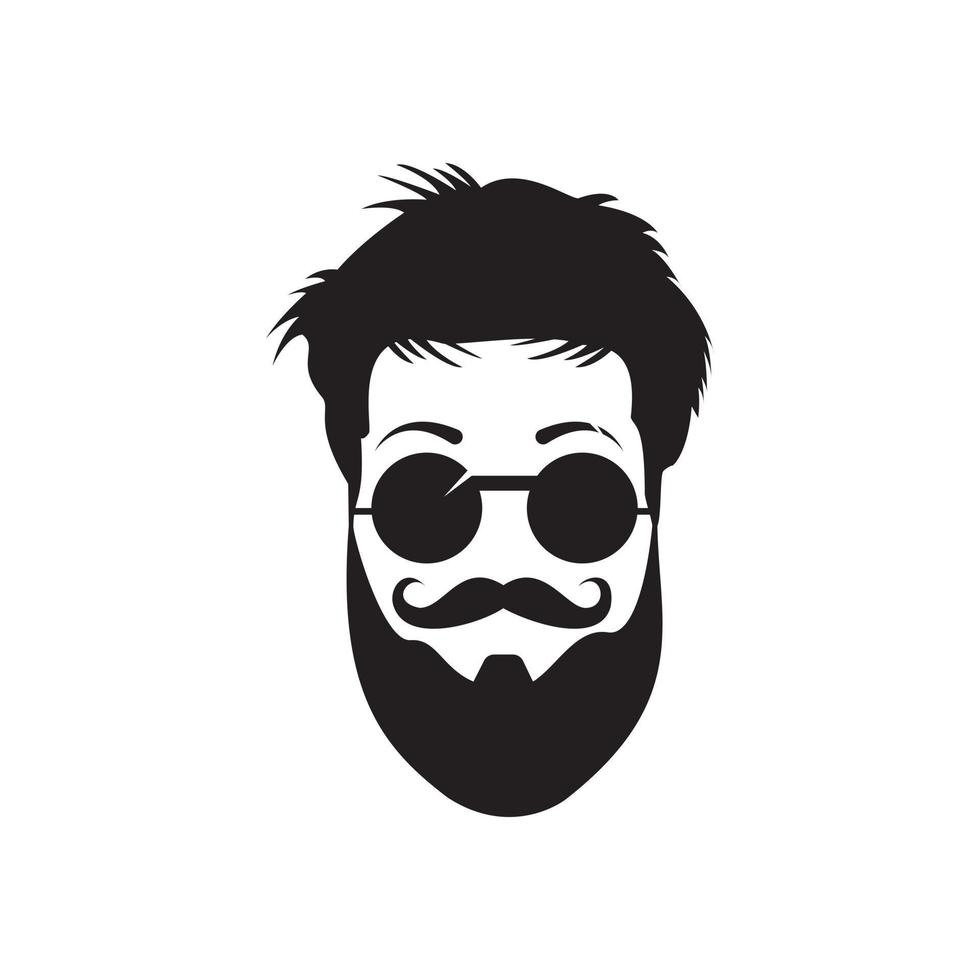 hombre con barba hipster barbería vector emblema. cara de hombre barbudo, personaje hipster.