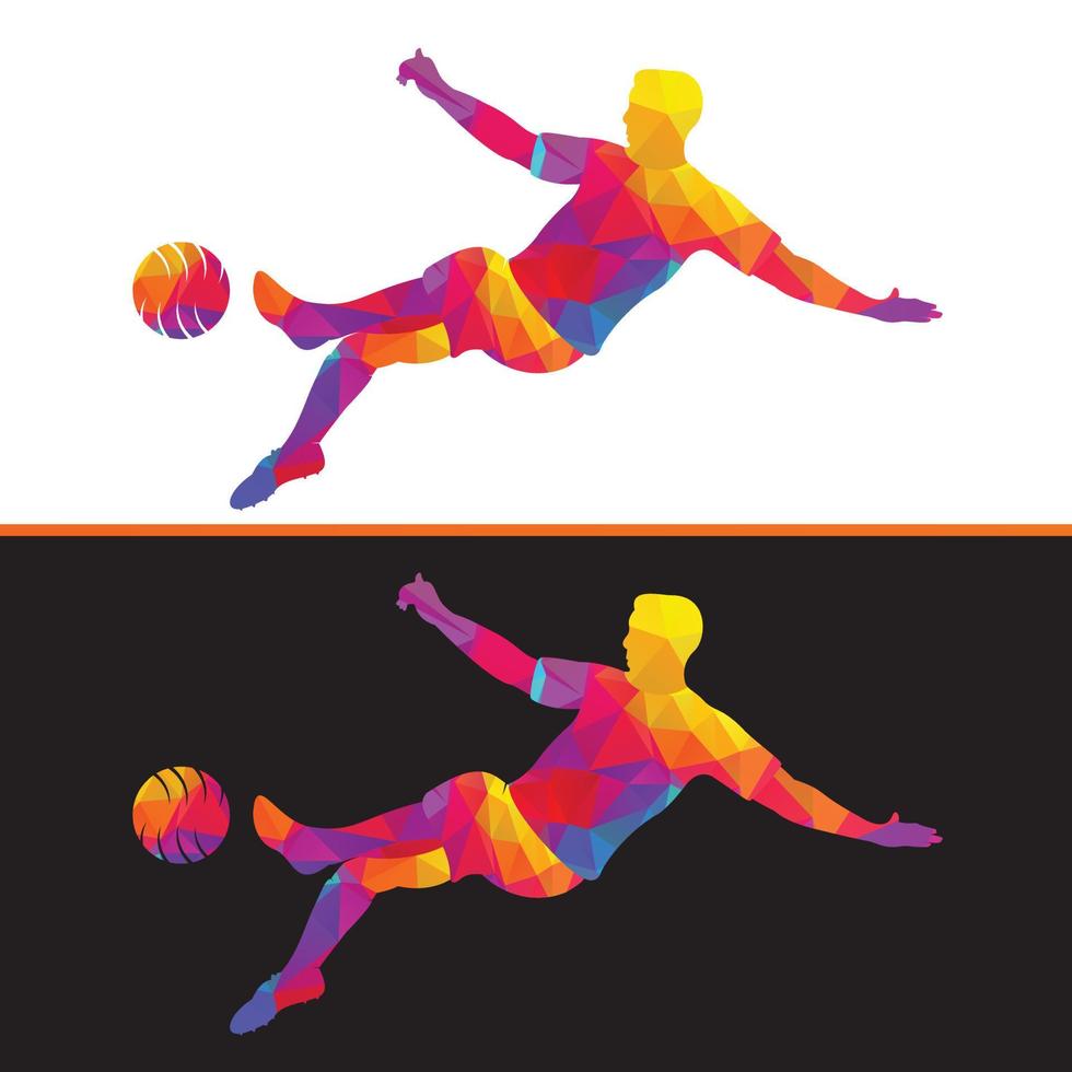 diseño de vector de logotipo de hombre de jugador de fútbol y fútbol.