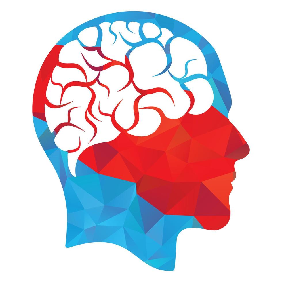 cabeza con diseño de ilustración de vector de cerebro. icono de vector de cabeza y cerebro humano. concepto mental.