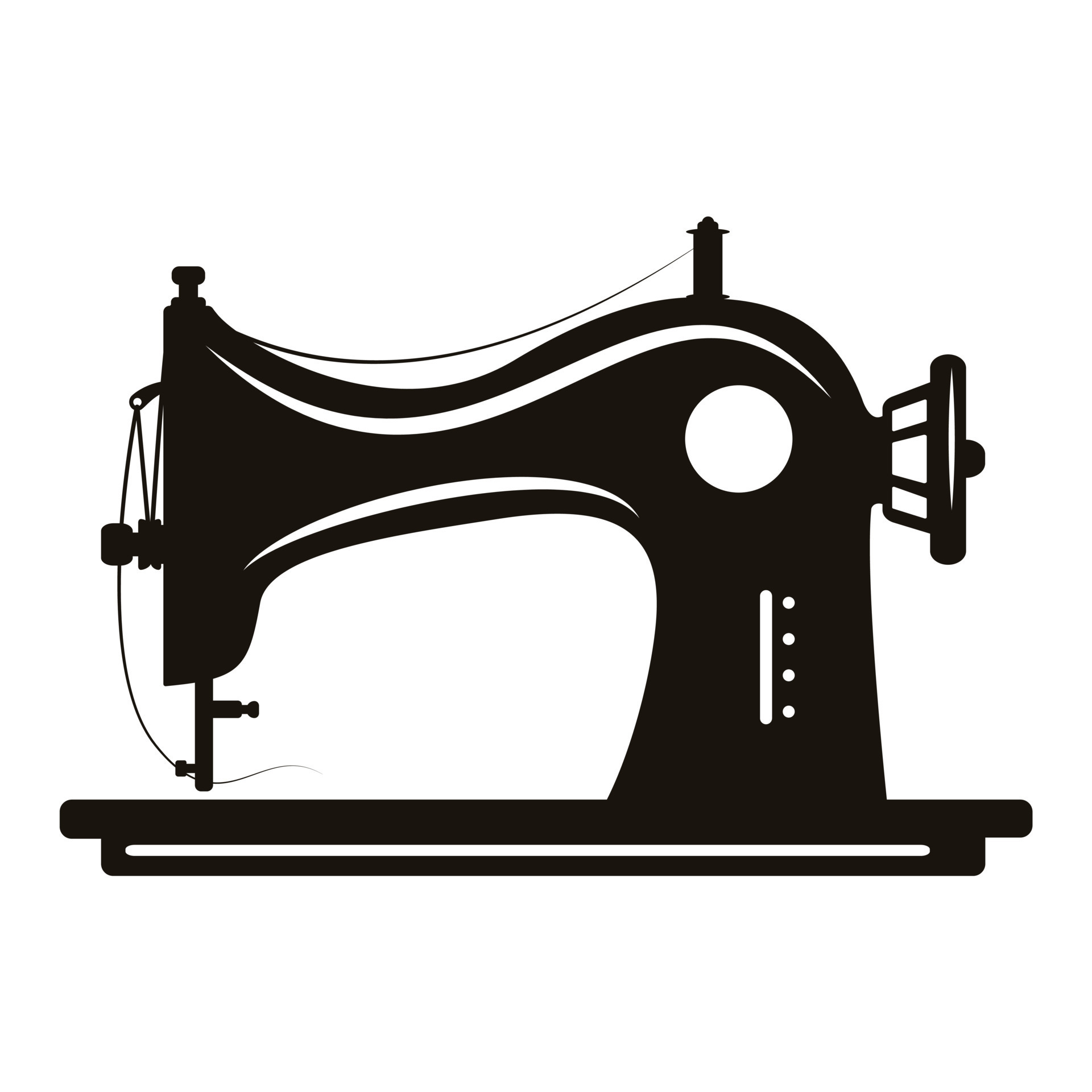 Manual sew machine vector icon. Simple illustration of manual stitching