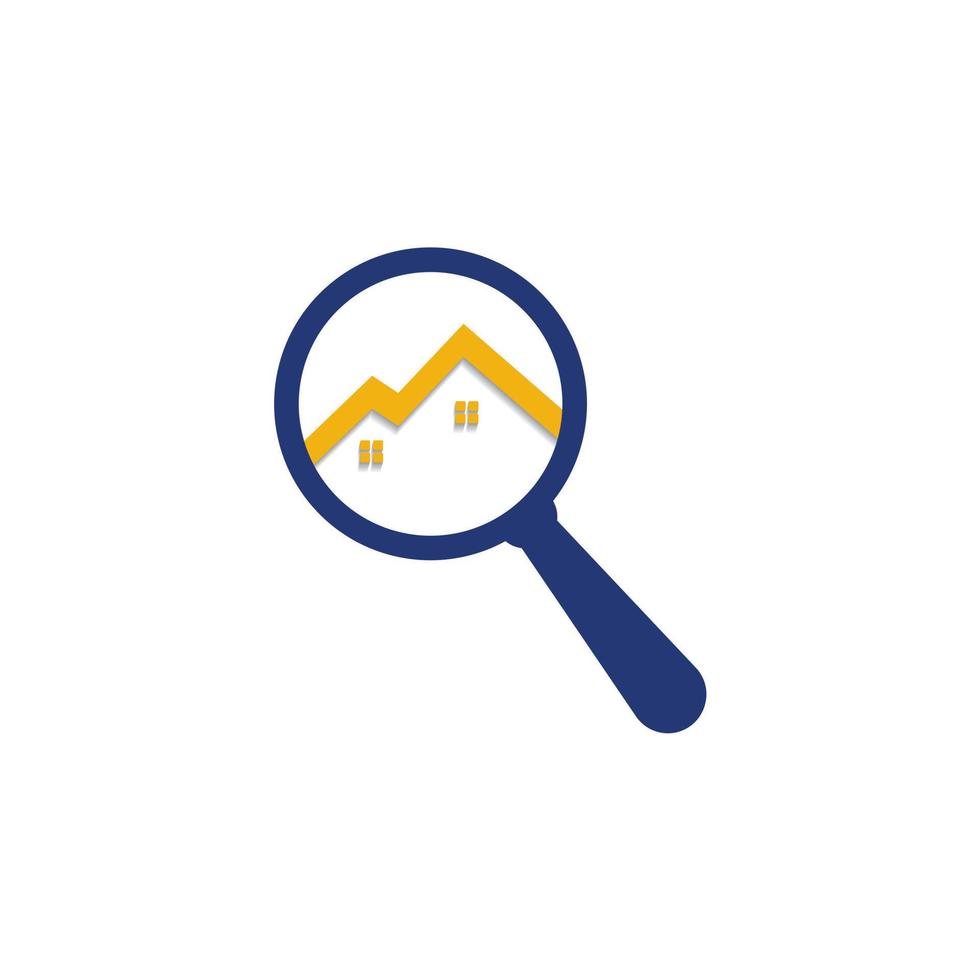 Finding Home Logo Design. Magnifying Glass House Logo Design For Real Estate Property. vector