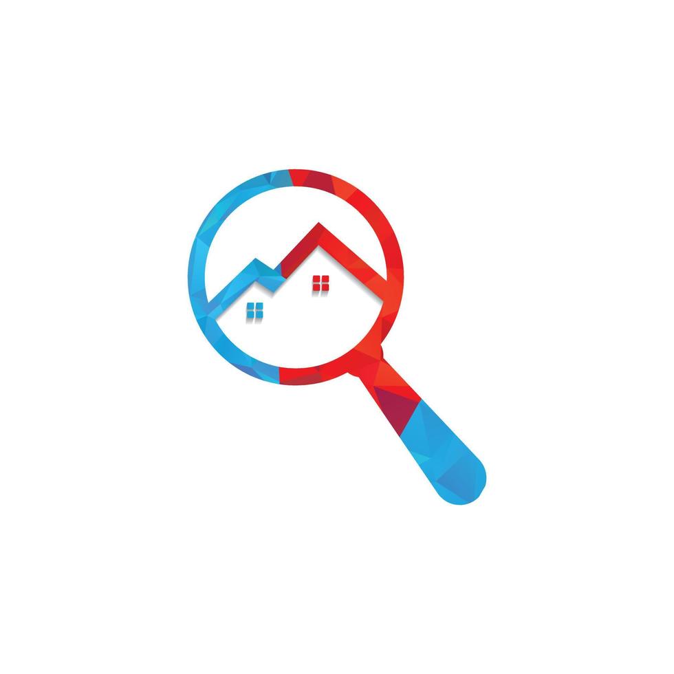 encontrar el diseño del logotipo de la casa. diseño de logotipo de casa de lupa para propiedad inmobiliaria. vector