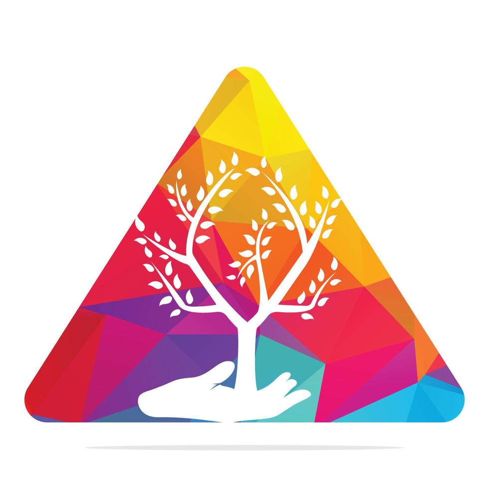 árbol en el diseño del logotipo del vector de la mano. logotipo de productos naturales. icono de cosméticos. logotipo de balneario.