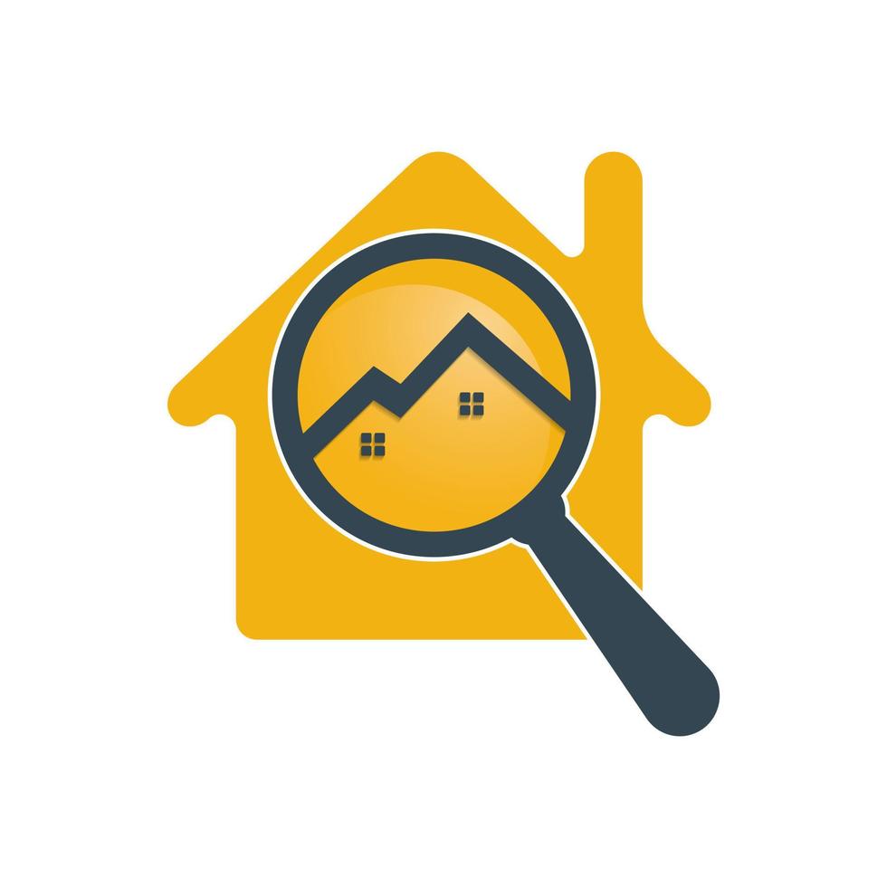 Finding Home Logo Design. Magnifying Glass House Logo Design For Real Estate Property. vector