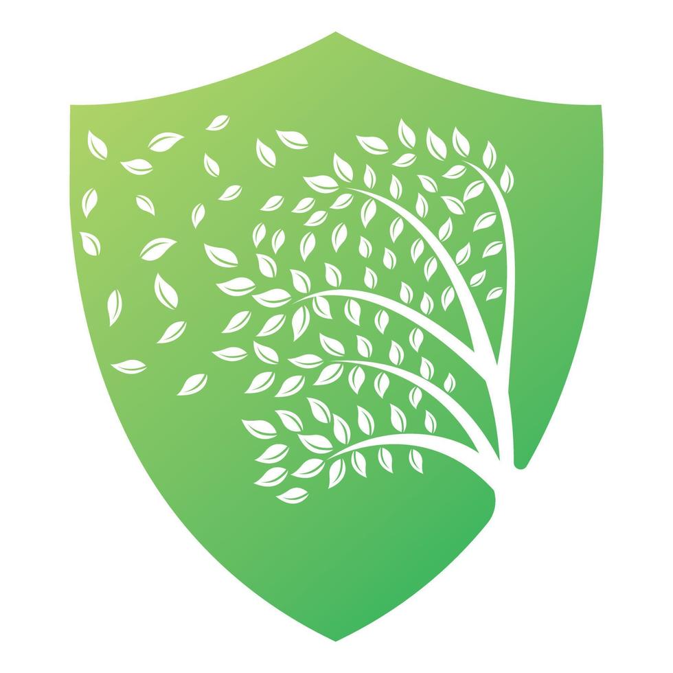 Tree logo design with leafs icon template elements company business. wind blowing through leafs. nature or environment issues or ecological concept vector