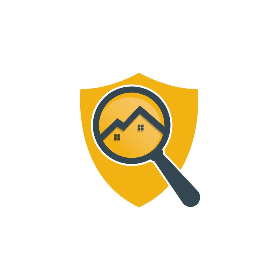Finding Home Logo Design. Magnifying Glass House Logo Design For Real Estate Property. vector