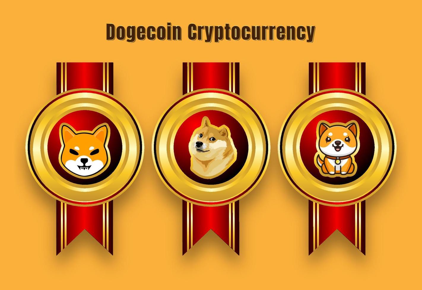 Doge coin meme cryptocurrency brand label vector