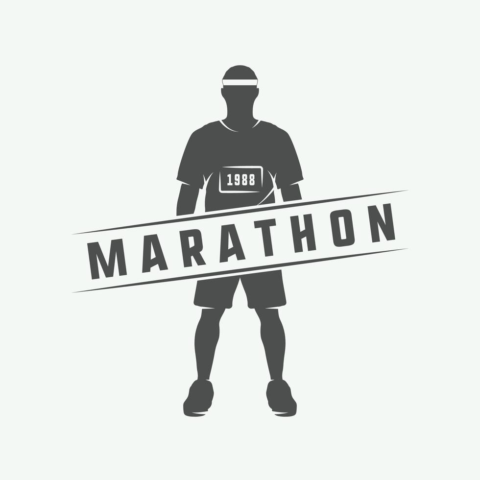 Vintage marathon or run logo, emblem, badge, poster, print or label. vector