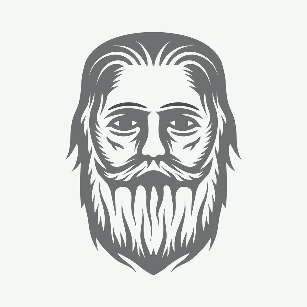 Vintage beardman lumberjack in retro style. Monochrome Graphic Art. Vector Illustration