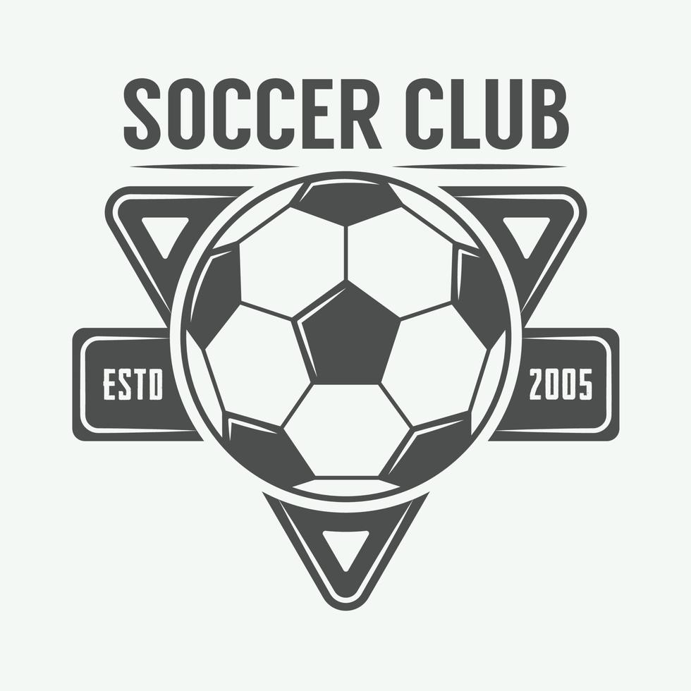 Vintage soccer or football logo, emblem, badge. Vector illustration