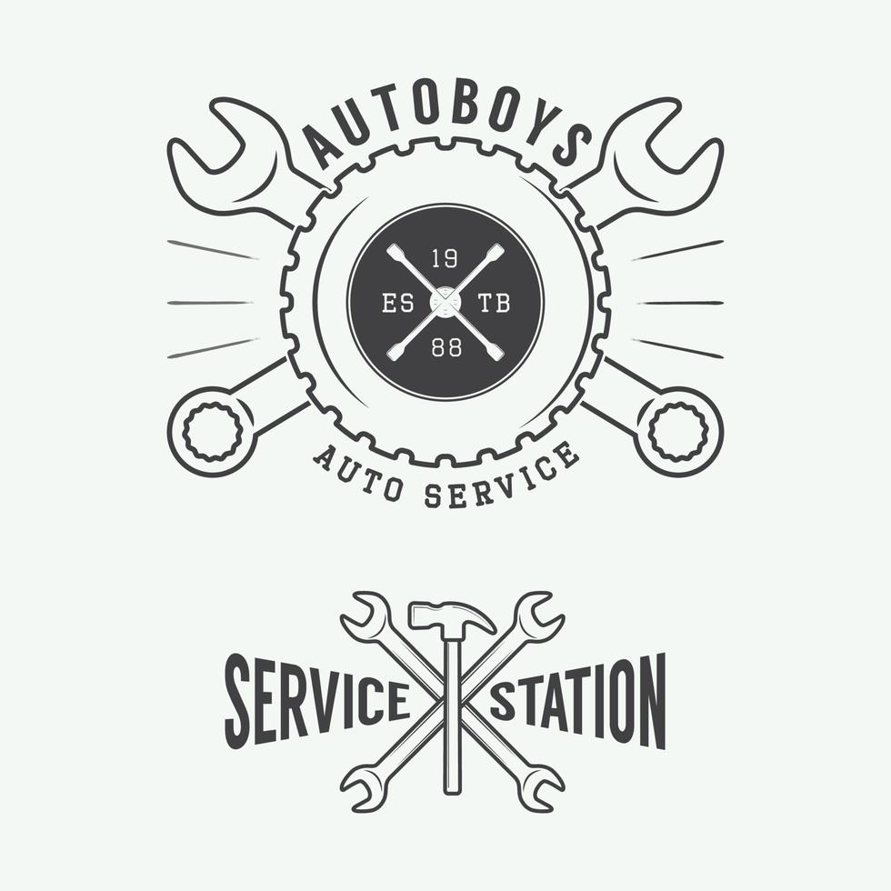 Vintage mechanic label, emblem and logo. Vector illustration