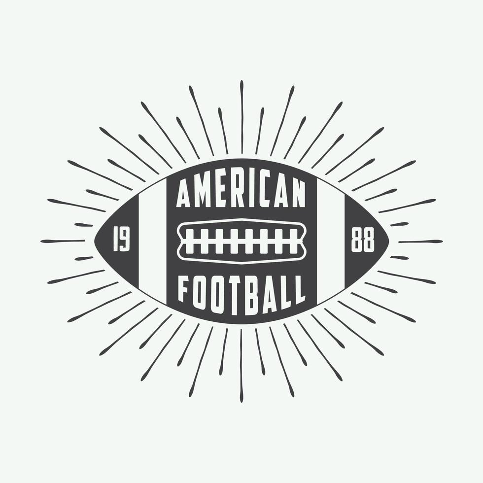 Vintage american football or rugby ball logo, badge or label. Vector illustration