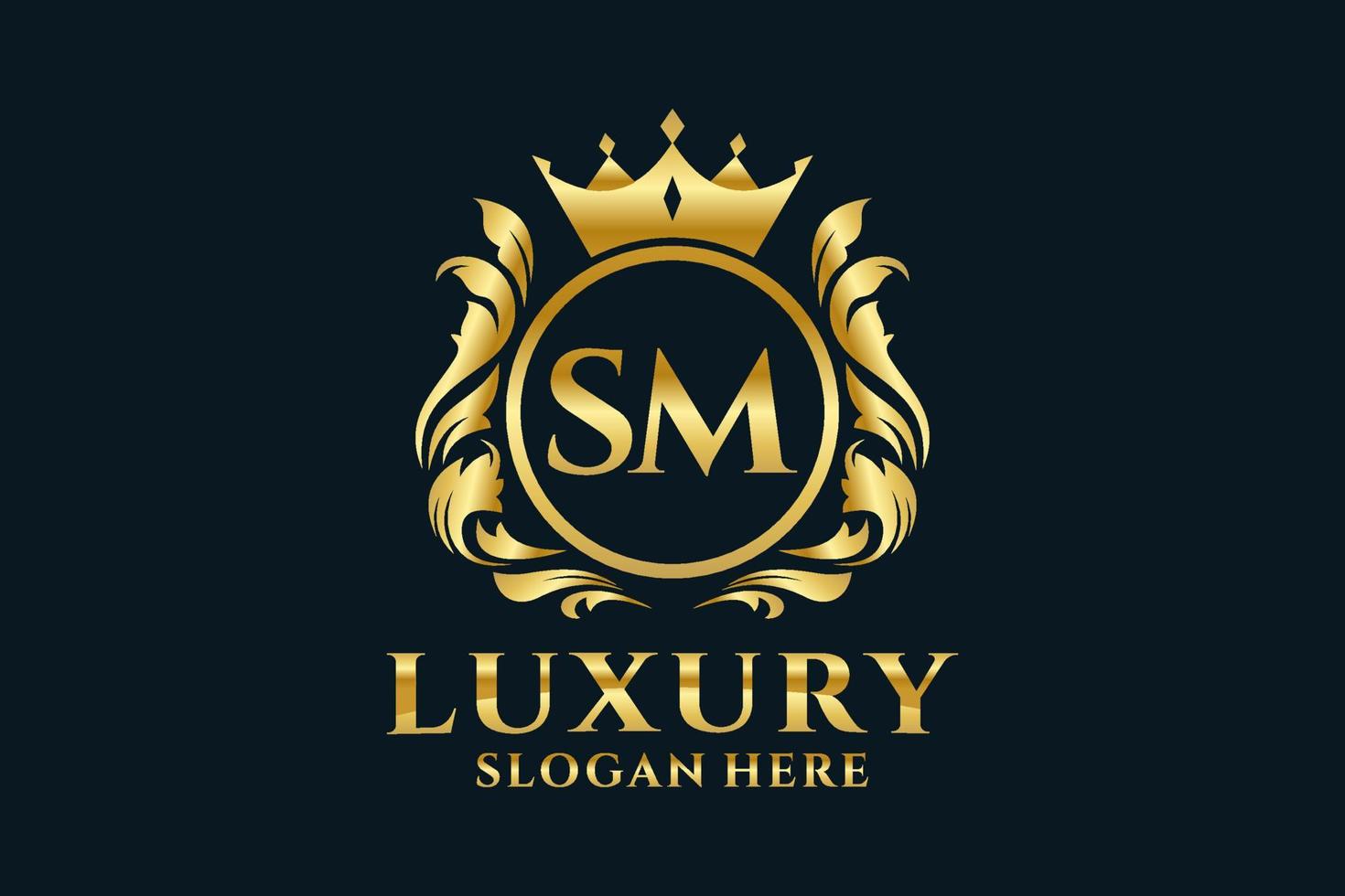 Initial SM Letter Royal Luxury Logo template in vector art for ...