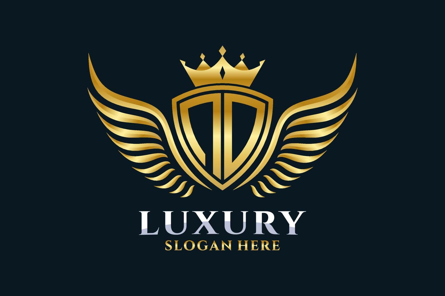 Luxury royal wing Letter NO crest Gold color Logo vector, Victory logo, crest logo, wing logo, vector logo template.