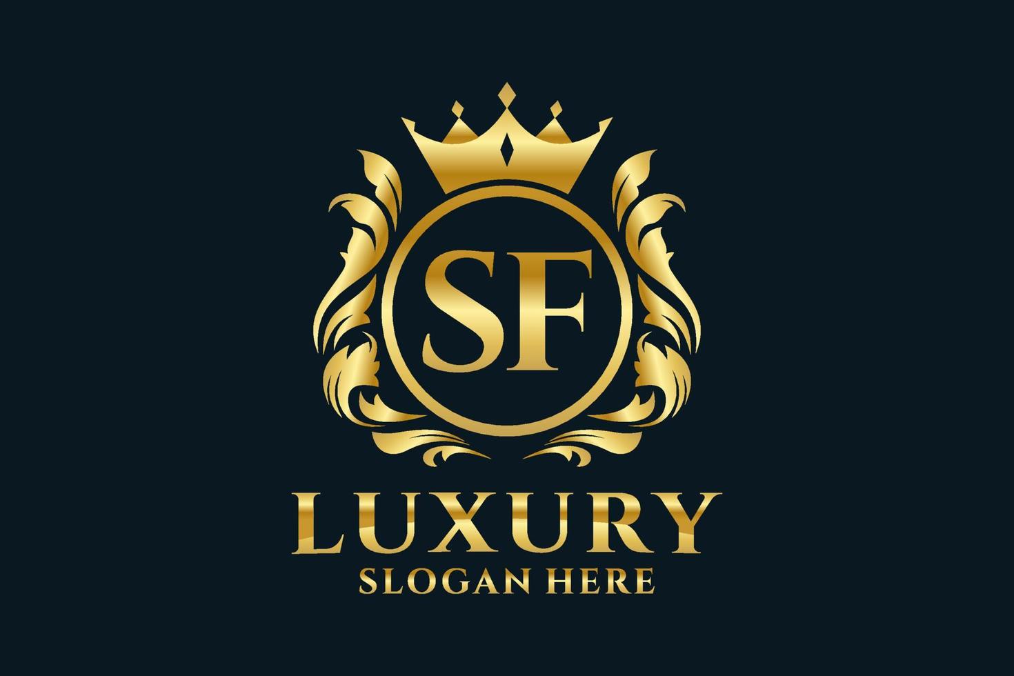 Initial SF Letter Royal Luxury Logo template in vector art for luxurious branding projects and other vector illustration.