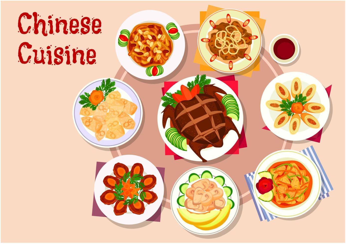 Chinese cuisine meat dishes icon for menu design vector