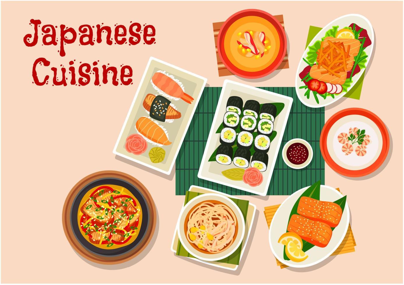 Japanese cuisine icon for seafood menu design vector