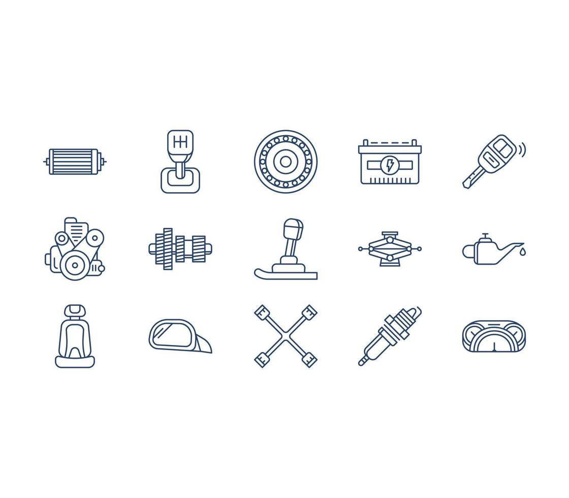 car parts and accessories icon set vector