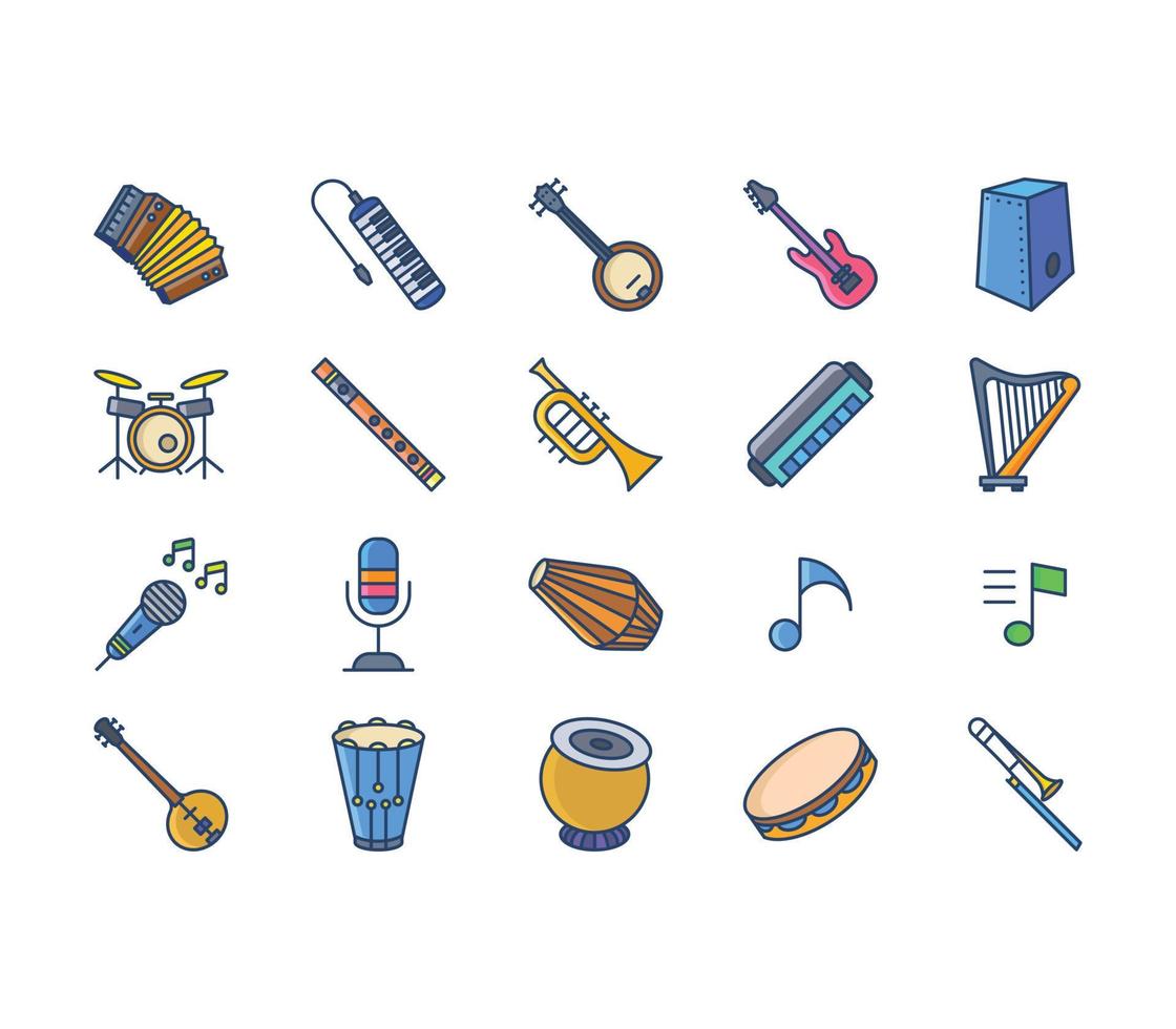 Music Instruments icon set vector