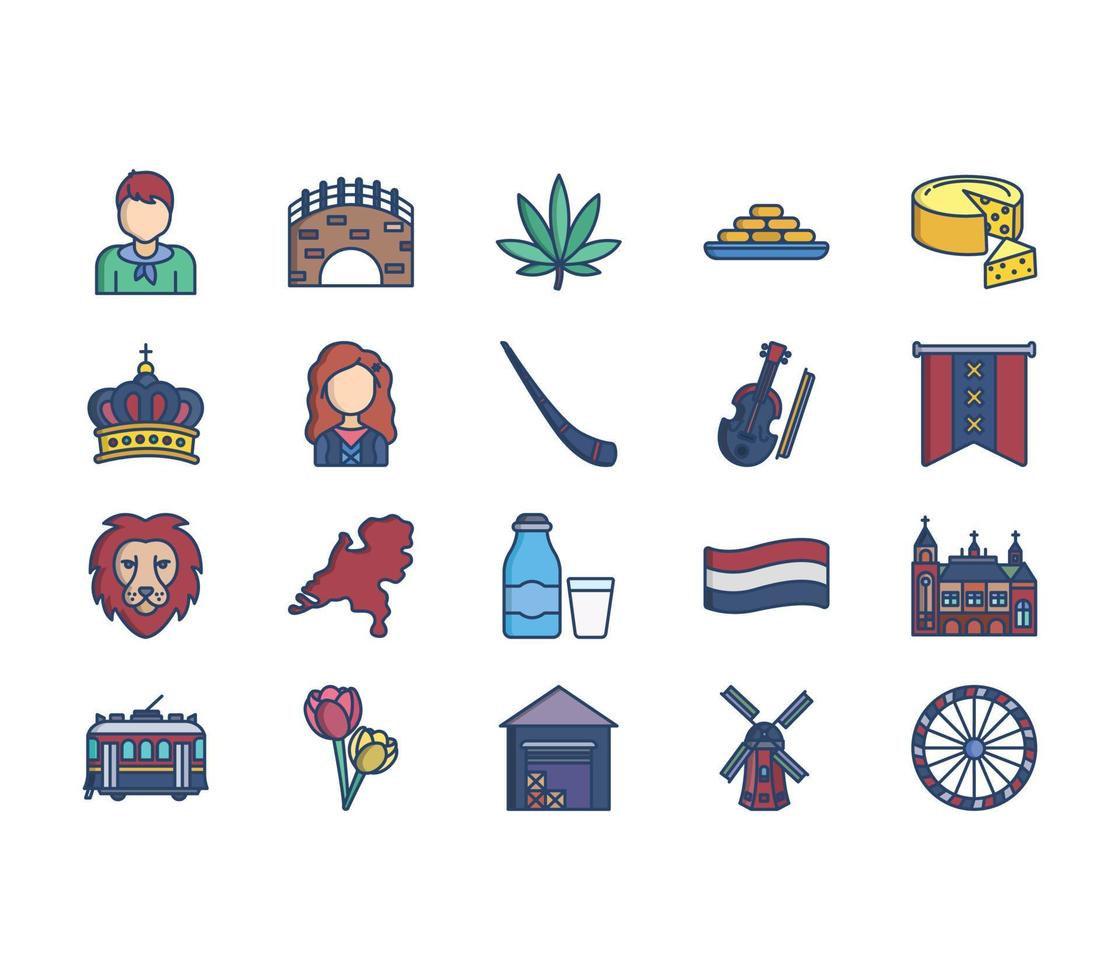 Netherlands national and culture icon vector