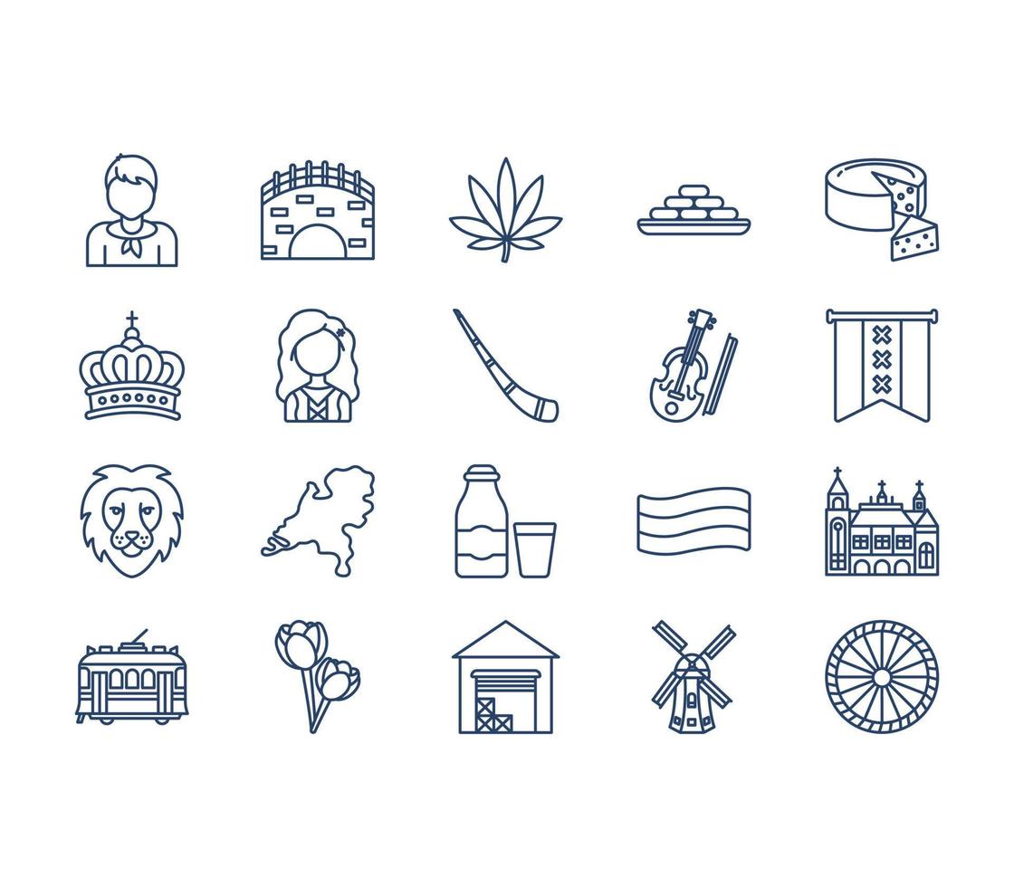 Netherlands national and culture icon vector