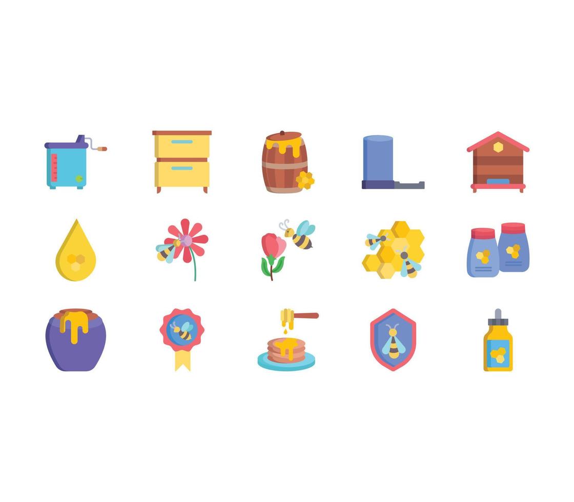 Apiary farming icon set vector