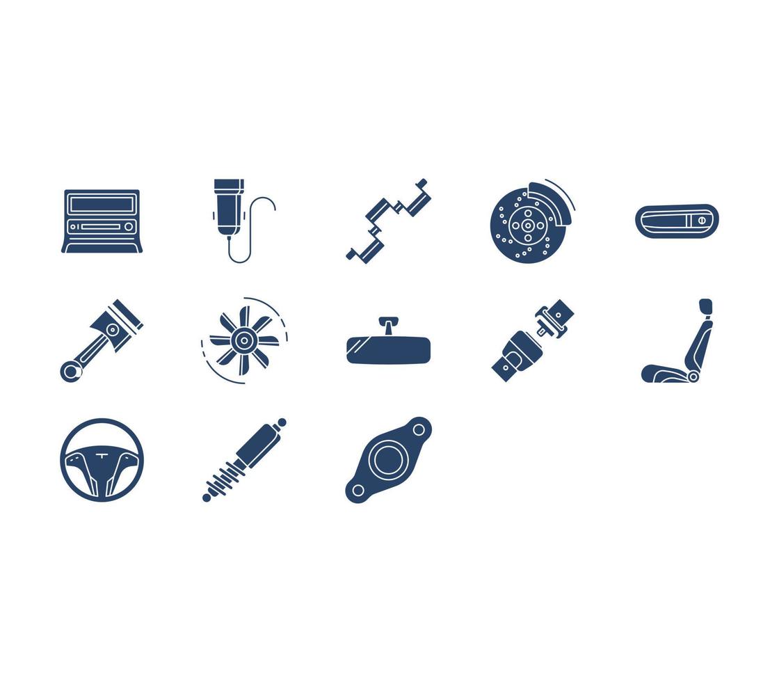 car parts and accessories icon set vector