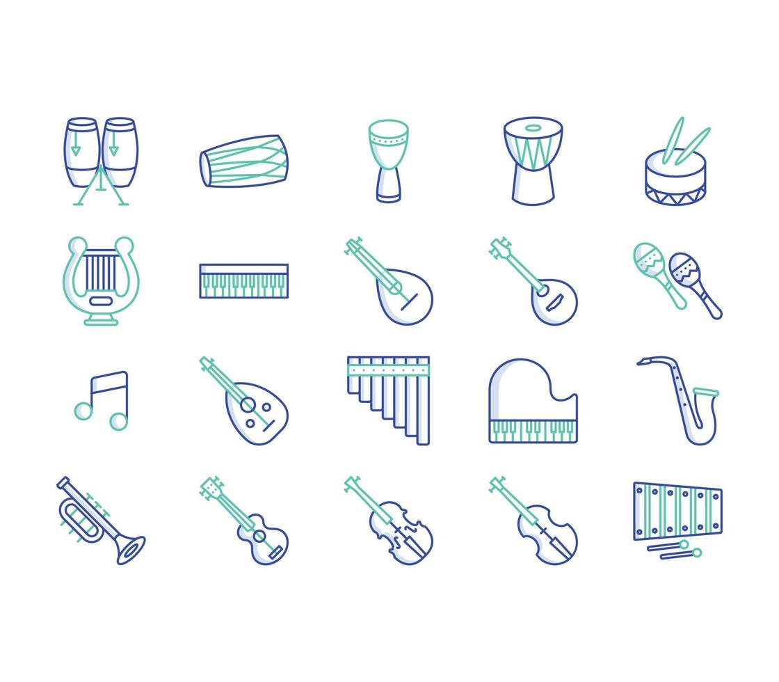 Music Instruments icon set vector