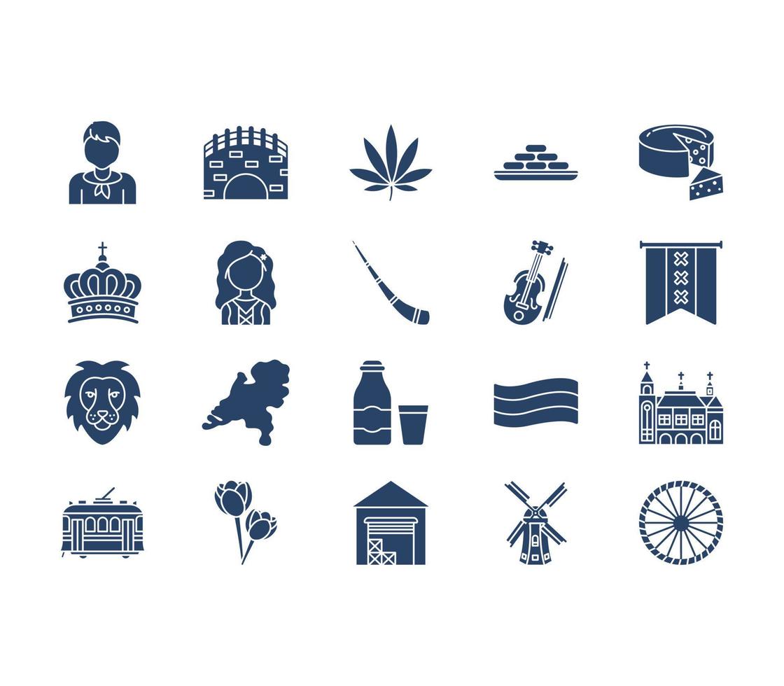 Netherlands national and culture icon vector