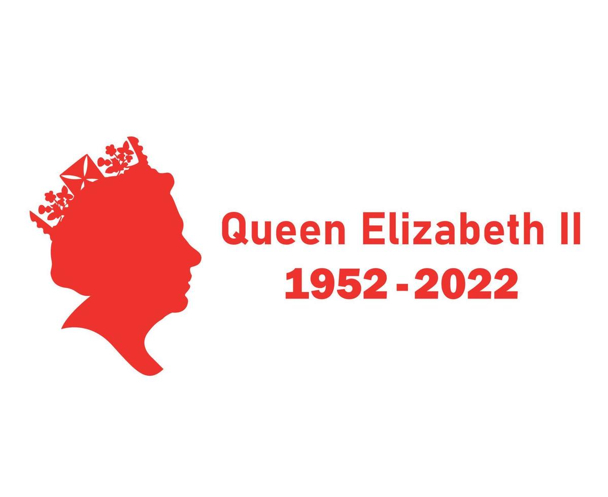 Elizabeth Queen 1952 2022 Red Face Portrait British United Kingdom National Europe Country Vector Illustration Abstract Design