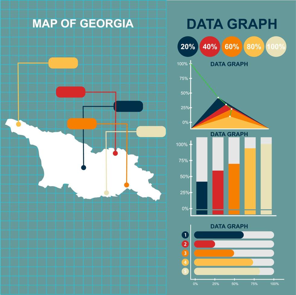 diseño vectorial de mapa de georgia de estilo plano con gráficos vectoriales vector