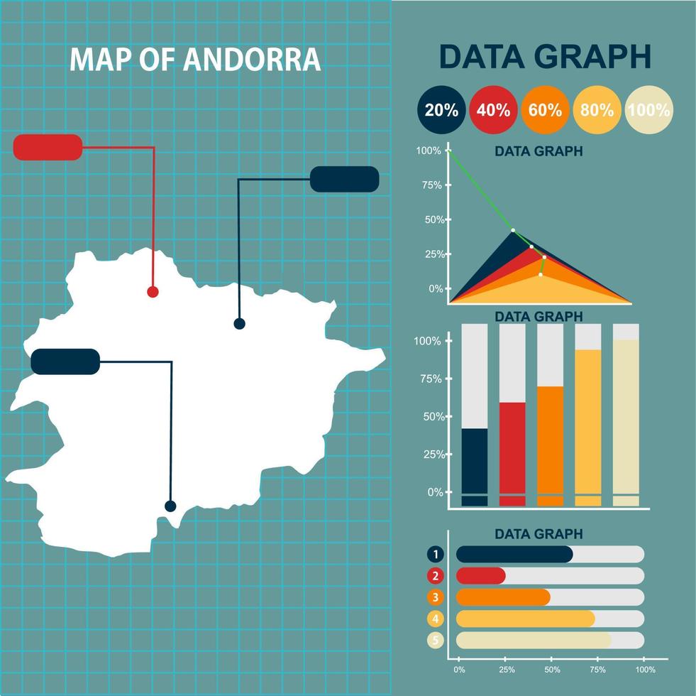 diseño vectorial de mapa plano de andorra con gráficos vectoriales vector